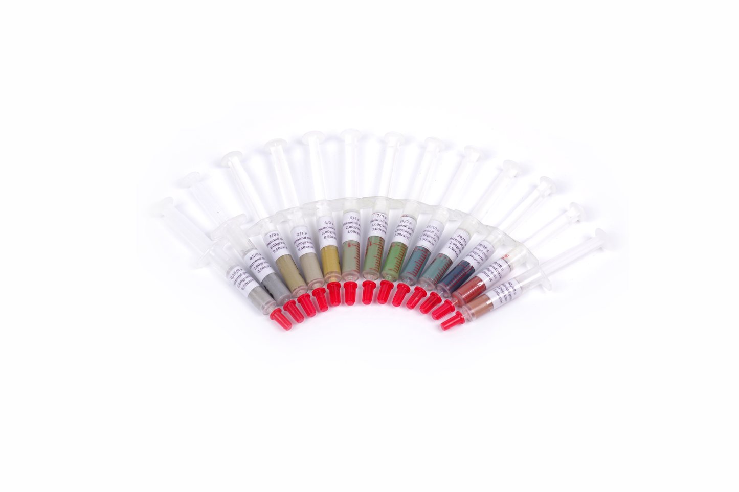 Oil-based increased concentration diamond paste. Set of 13pcs syringe 2g.