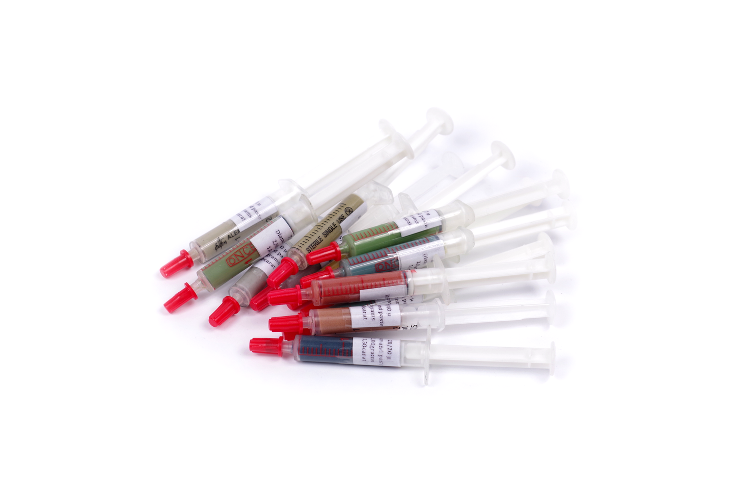 Oil-based increased concentration diamond paste. Set of 13pcs syringe 2g.