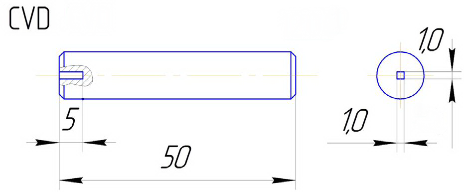 CVD Multipoint Diamond Dresser 1.0x1.0mm drawing