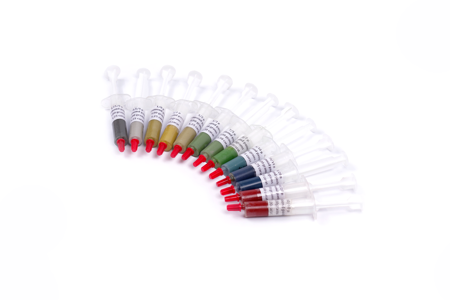 Oil-based increased concentration diamond paste. Set of 13pcs syringe 5g.